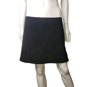 Hugo Buscati Collection Skirt Womens 14 Black 100% Leather A Line Slit Midi Zip